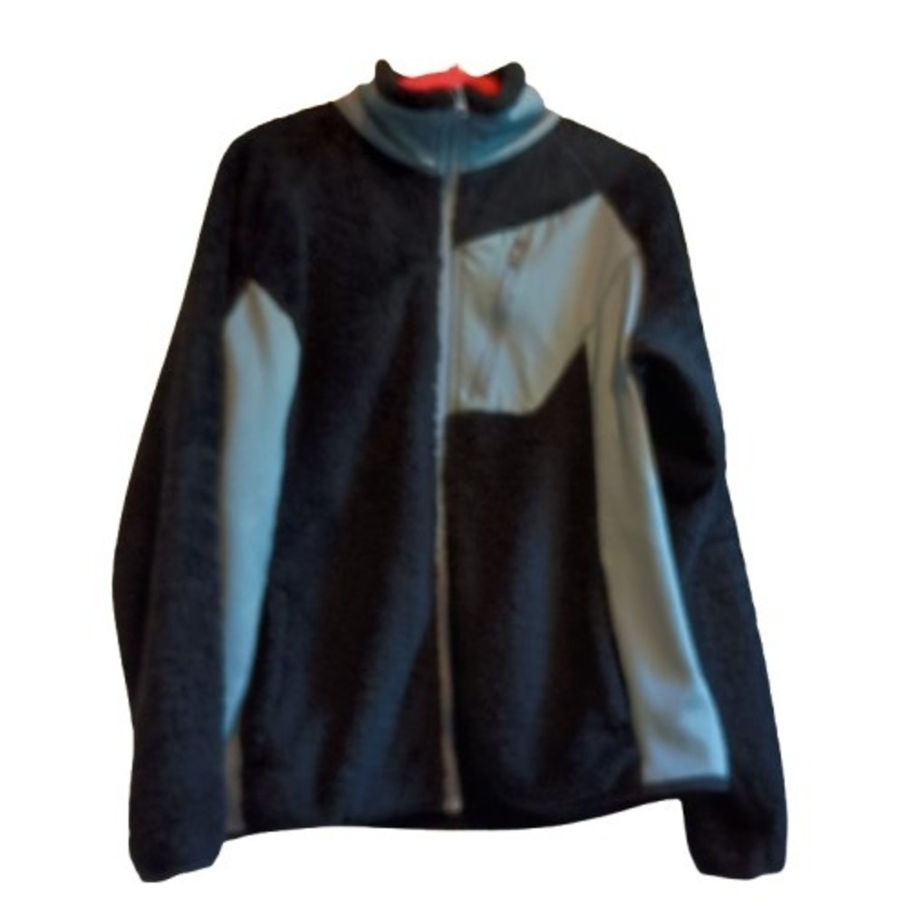 Columbia Fleece Jacket Womens Size L‎ Black Blue Full Zip Outdoor Warm Coat